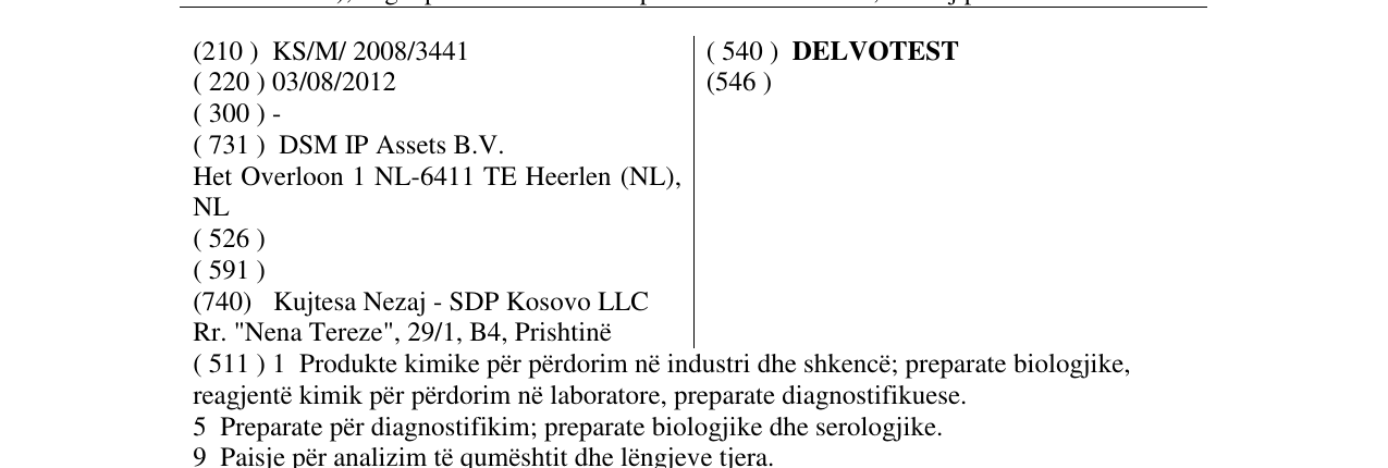 Zëri i markës DELVOTEST në buletin