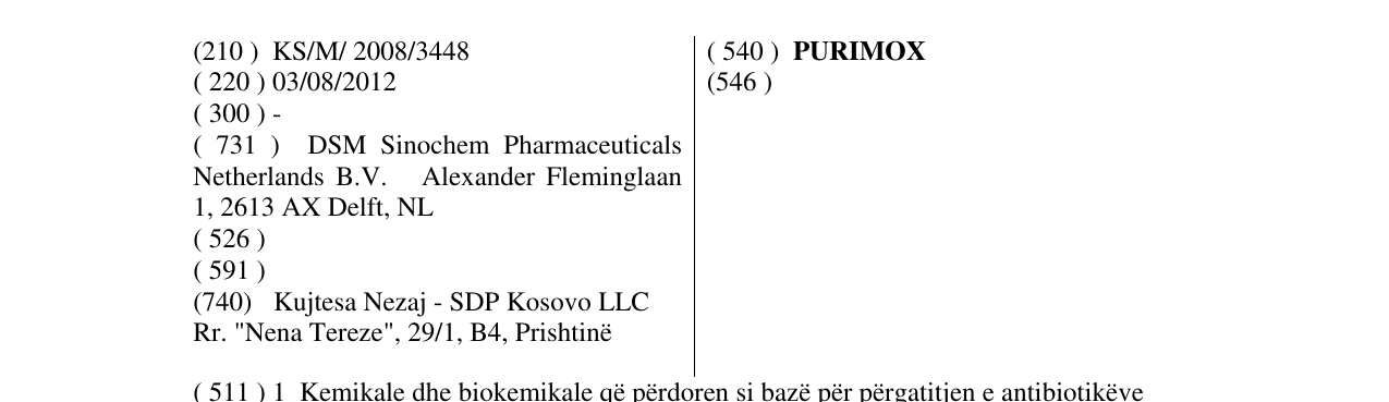 Zëri i markës PURIMOX në buletin