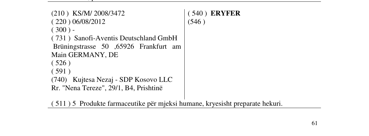 Zëri i markës ERYFER në buletin