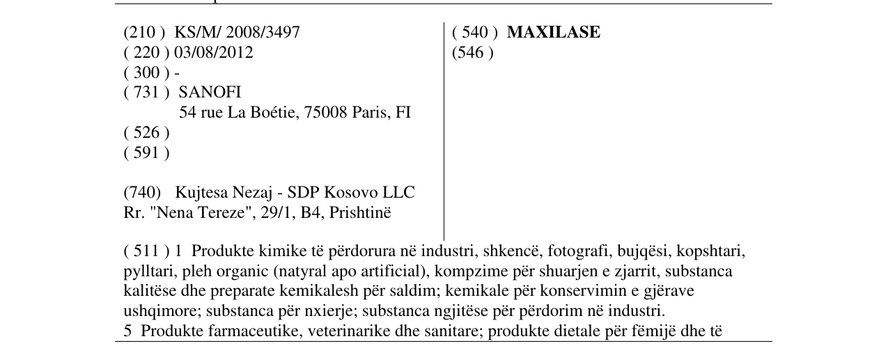 Zëri i markës MAXILASE në buletin