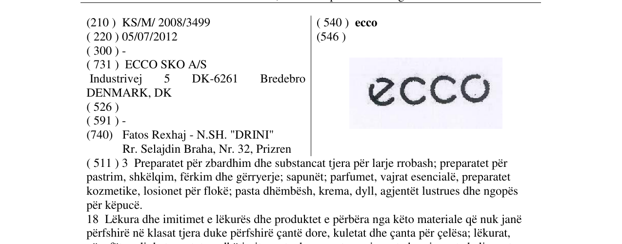 Zëri i markës ecco në buletin