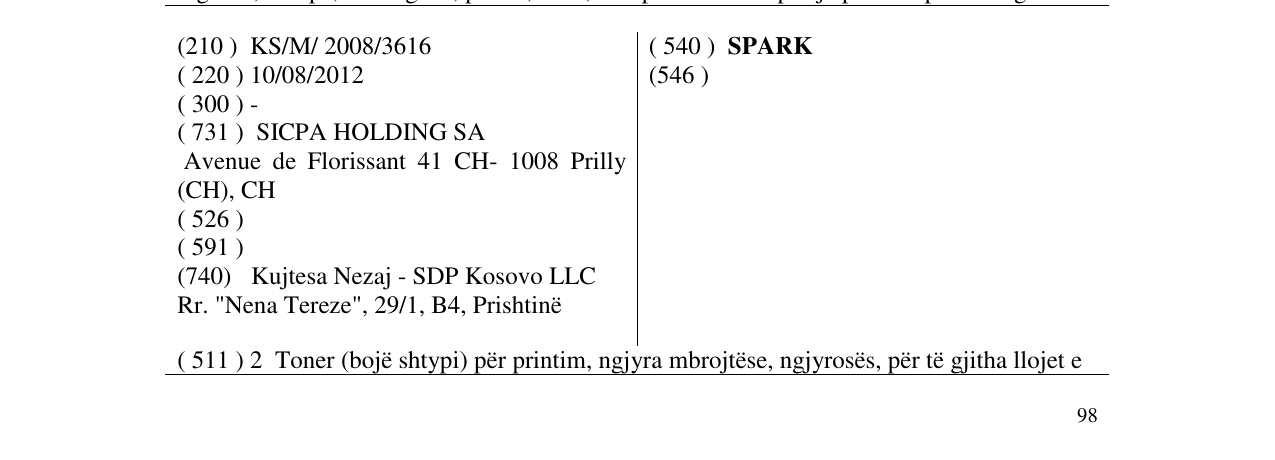 Zëri i markës SPARK në buletin