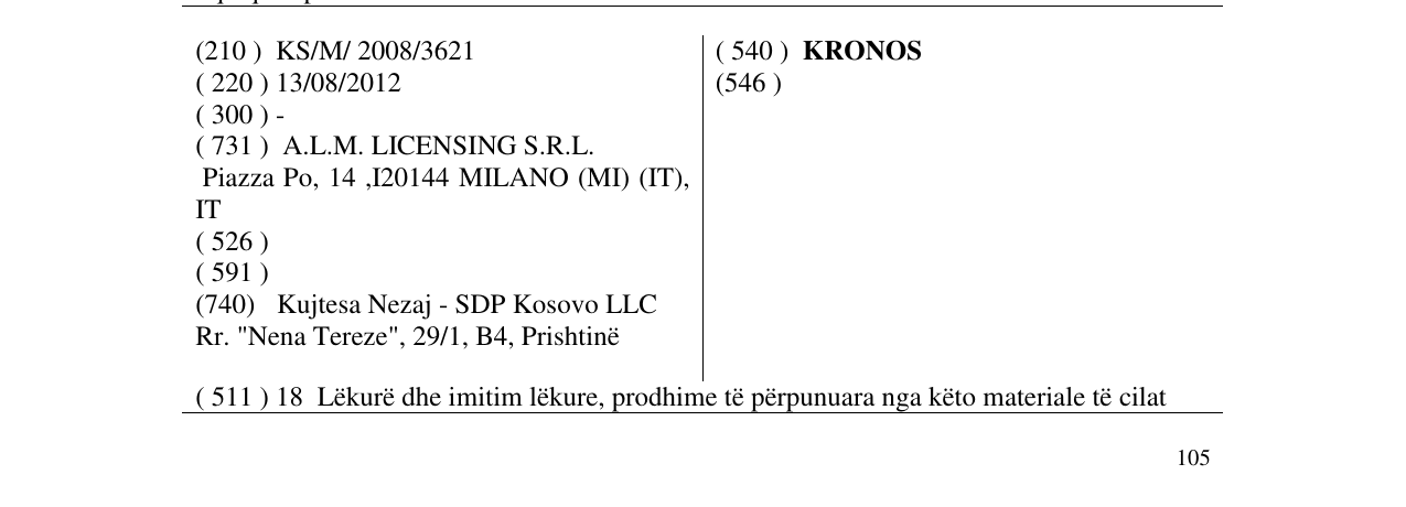 Zëri i markës KRONOS në buletin