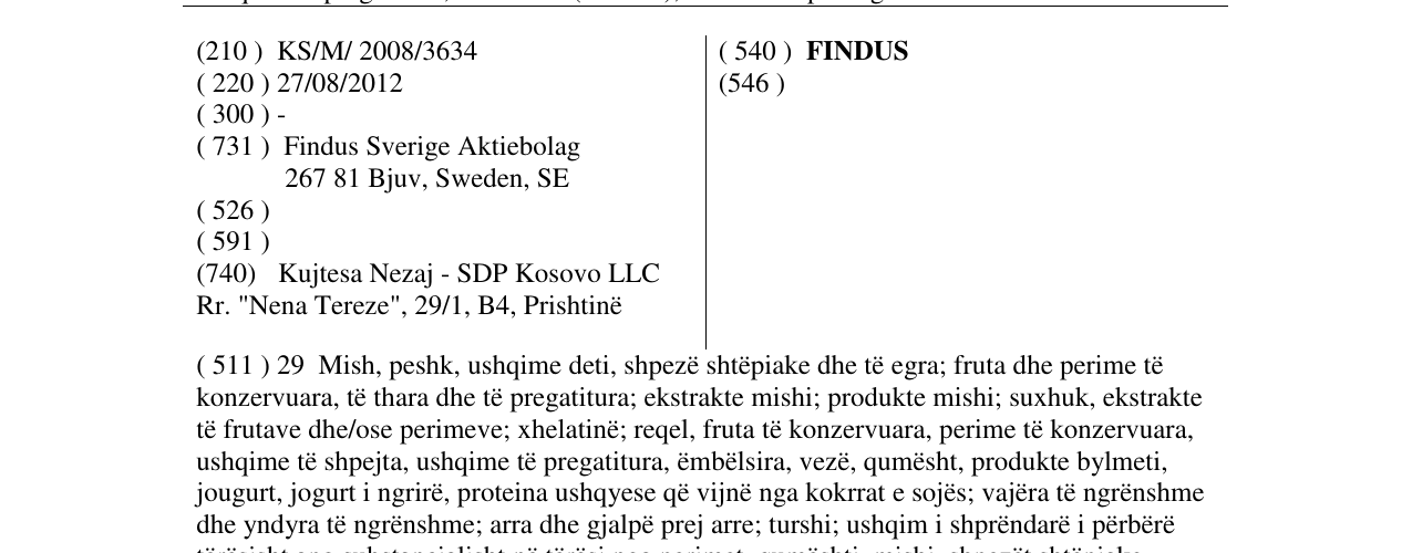 Zëri i markës FINDUS në buletin