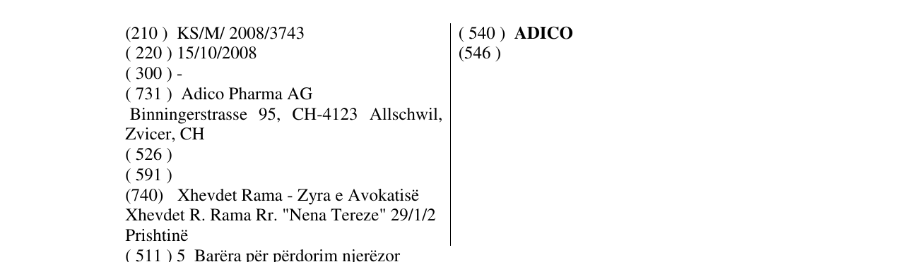Zëri i markës ADICO në buletin