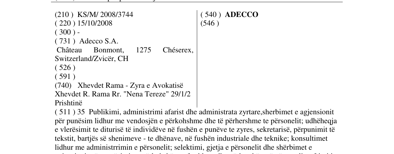 Zëri i markës ADECCO në buletin