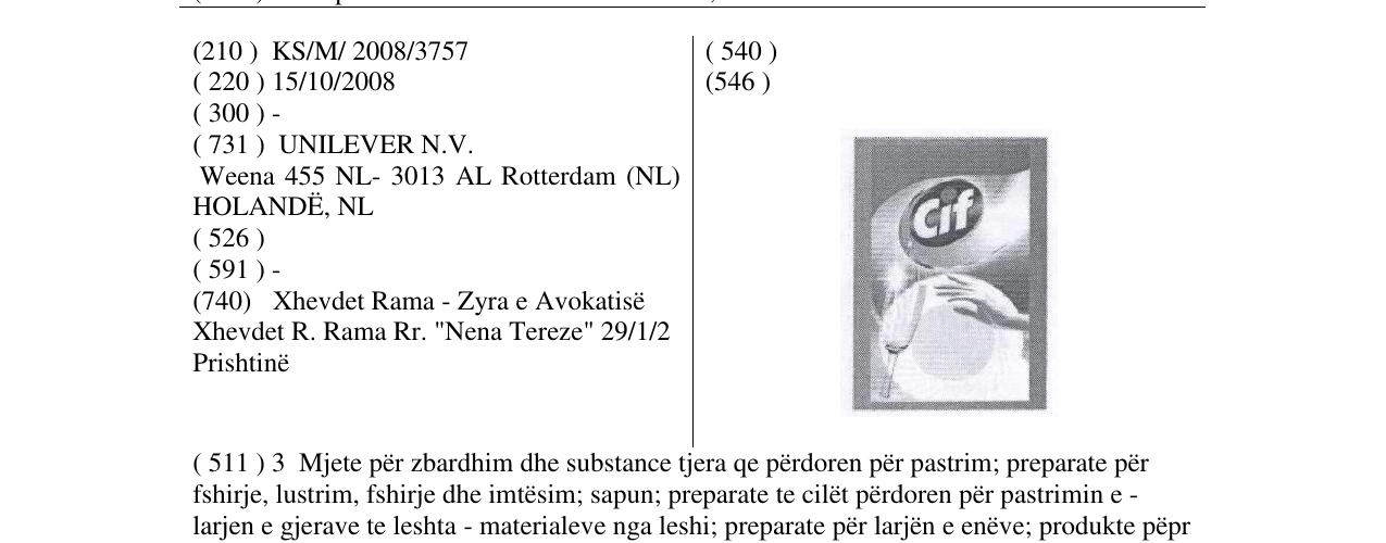 Zëri i markës Cif në buletin