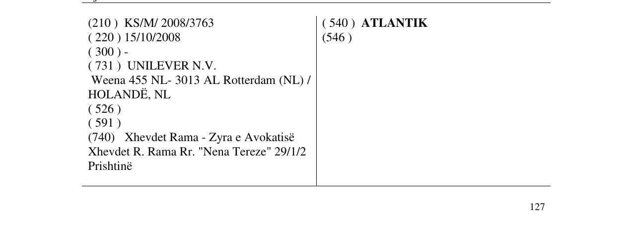 Zëri i markës ATLANTIK në buletin