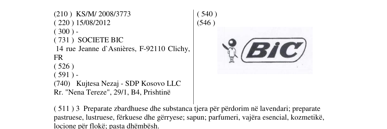 Zëri i markës BiC në buletin