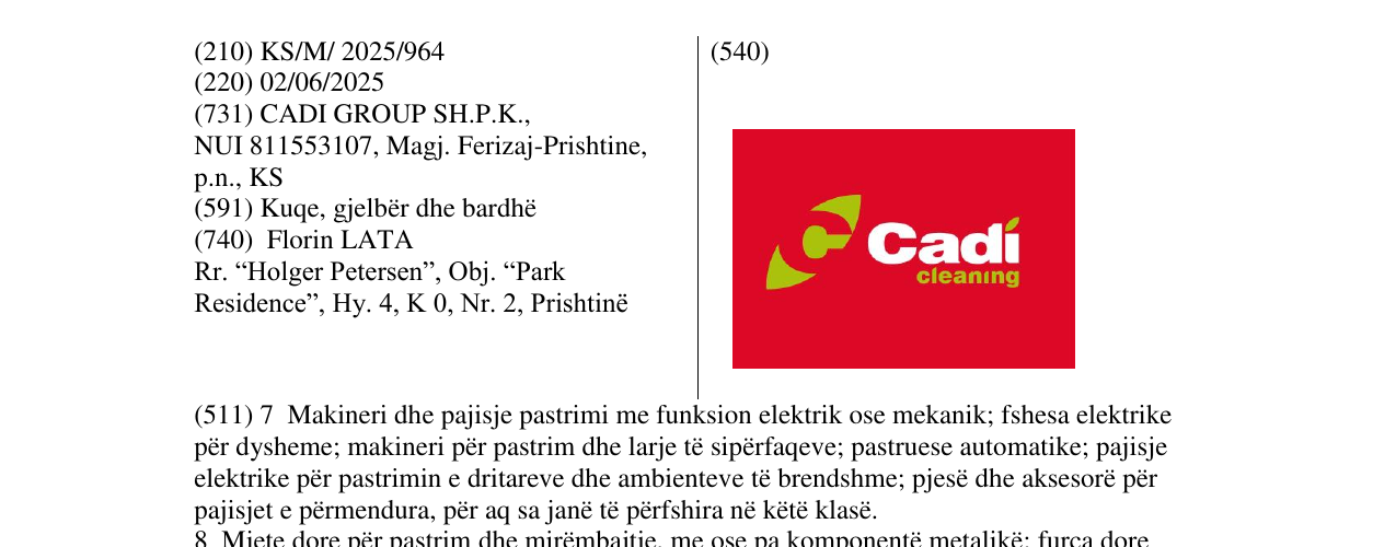 Zëri i markës cadi cleaning në buletin