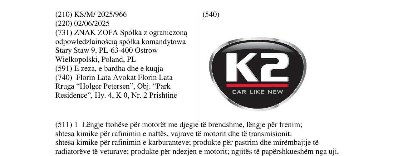Zëri i markës K2 në buletin