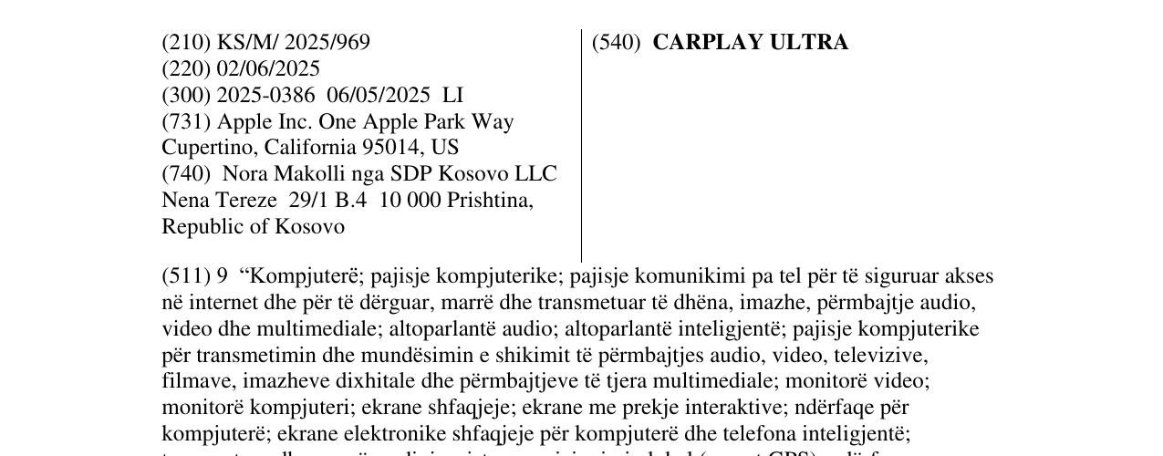 Zëri i markës CARPLAY ULTRA në buletin