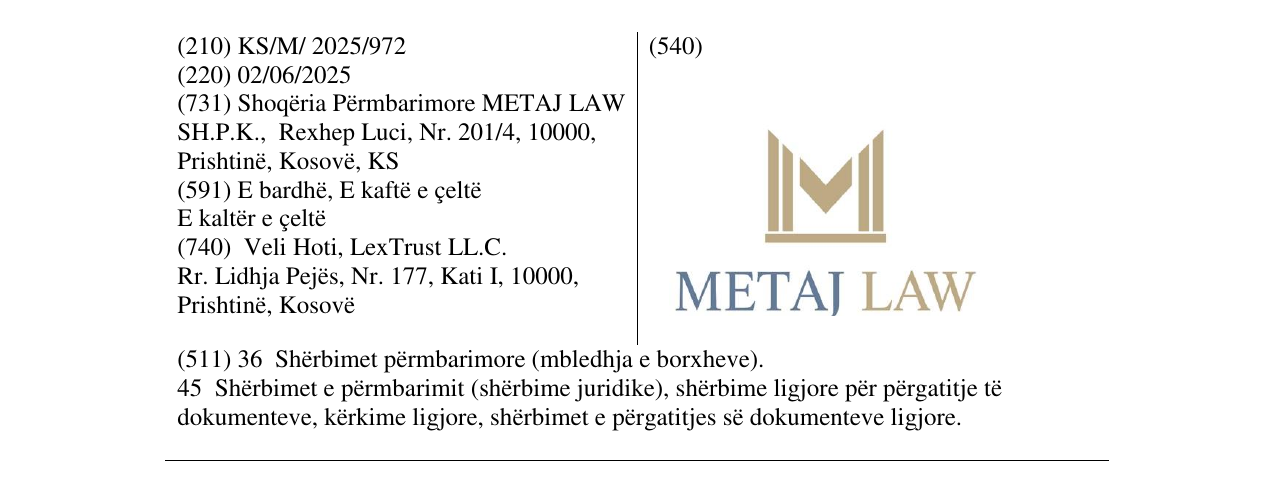 Zëri i markës METAJ LAW në buletin