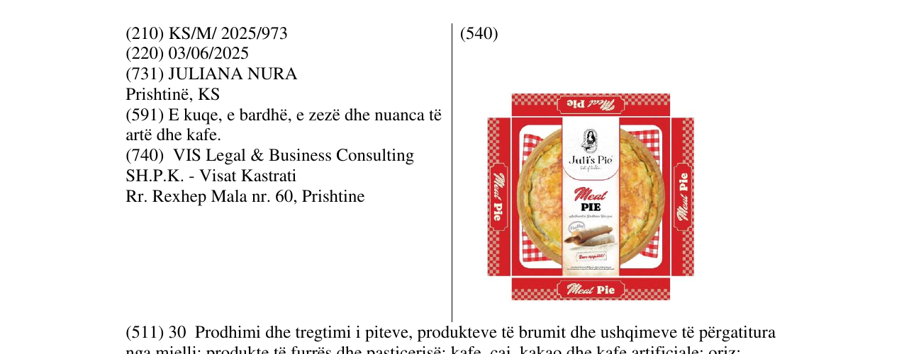Zëri i markës Juli's Pie në buletin