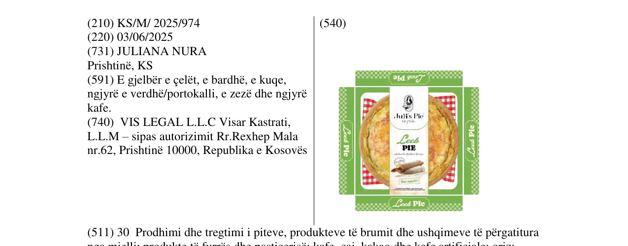 Zëri i markës Juli's Pie në buletin