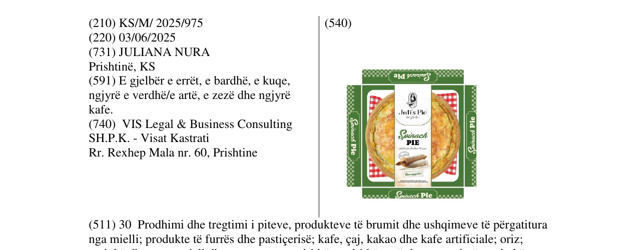 Zëri i markës Juli's Pie në buletin