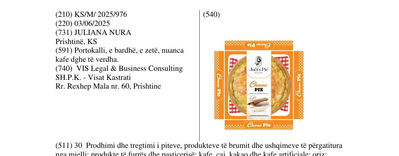 Zëri i markës Juli's Pie në buletin