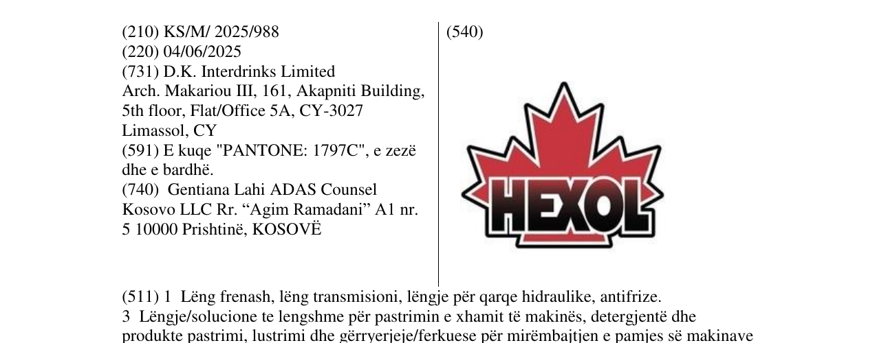 Zëri i markës HEXOL në buletin