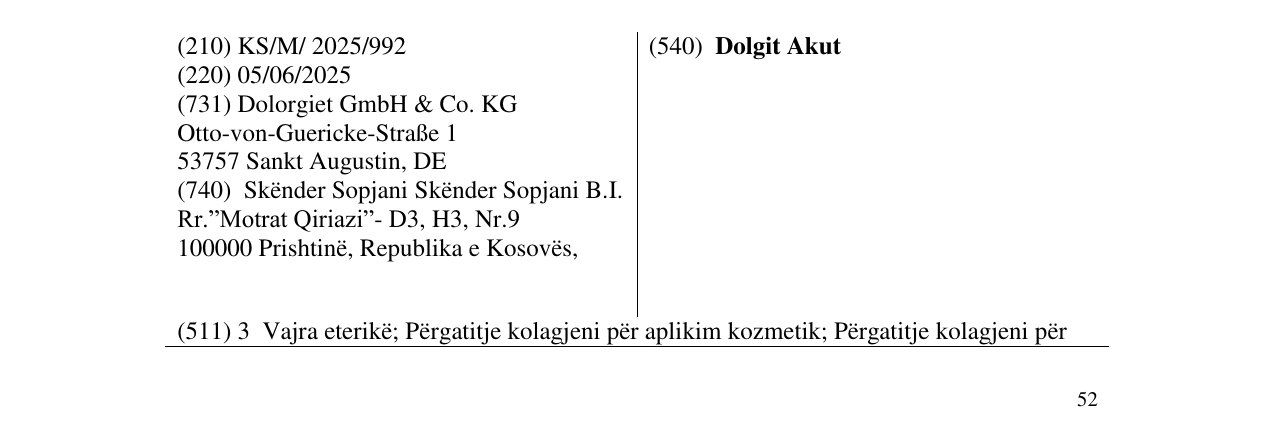 Zëri i markës Dolgit Akut në buletin