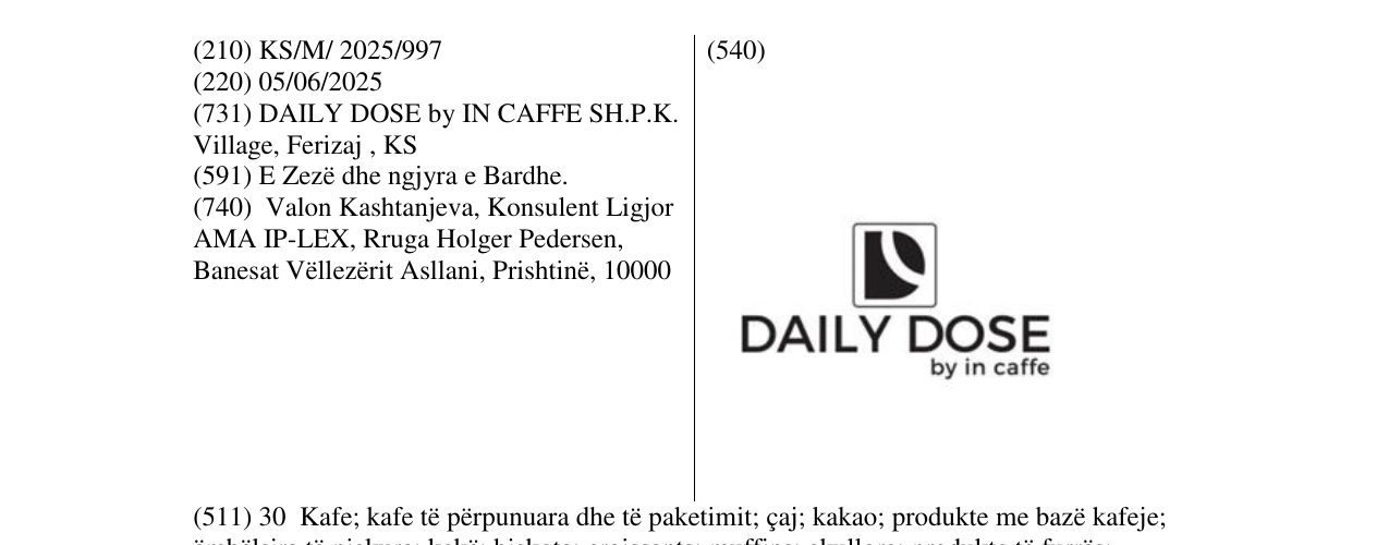 Zëri i markës DAILY DOSE në buletin