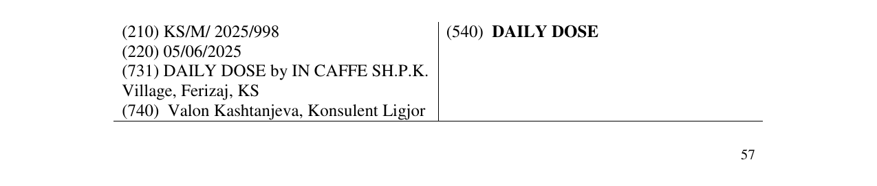 Zëri i markës DAILY DOSE në buletin