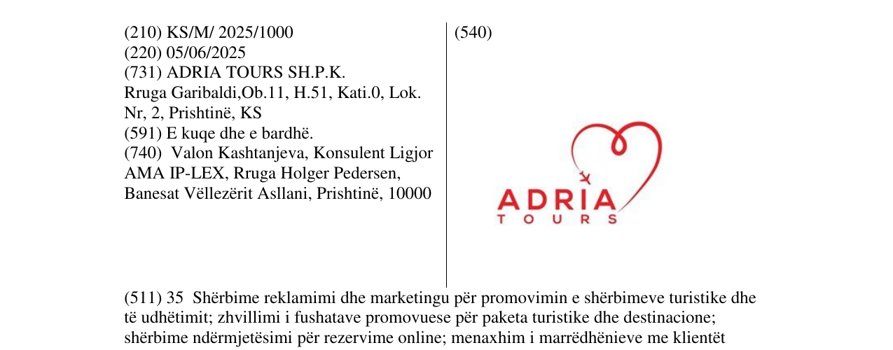 Zëri i markës ADRIA TOURS në buletin