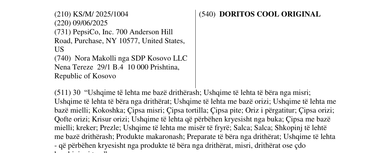 Zëri i markës DORITOS COOL ORIGINAL në buletin