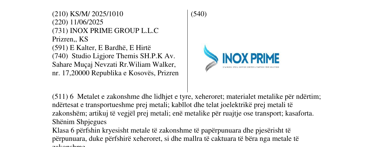 Zëri i markës INOX PRIME në buletin
