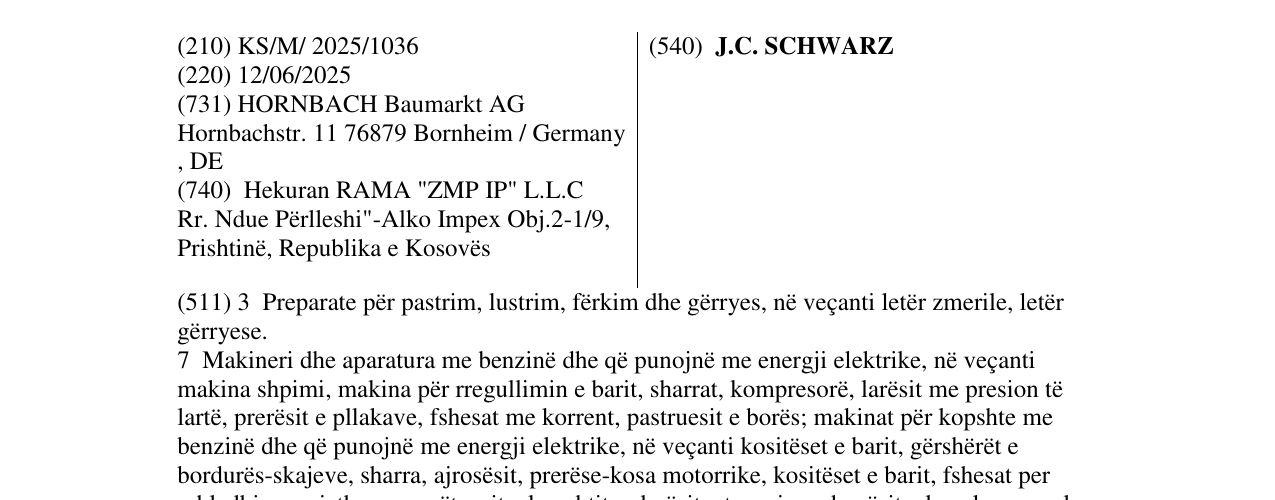 Zëri i markës J.C. SCHWARZ në buletin