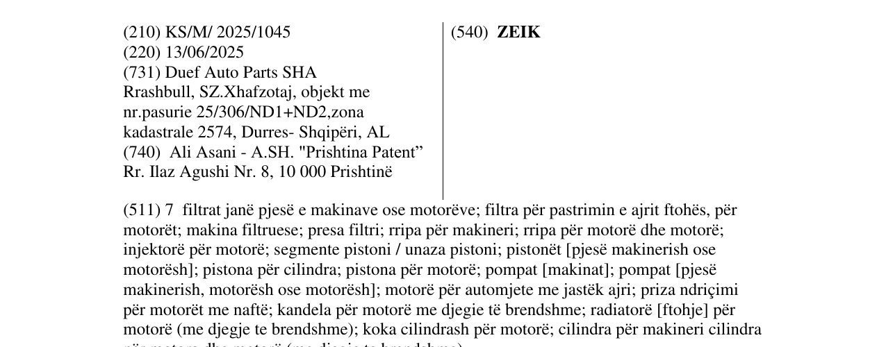 Zëri i markës ZEIK në buletin
