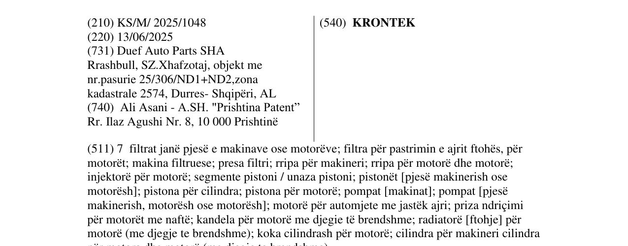 Zëri i markës KRONTEK në buletin