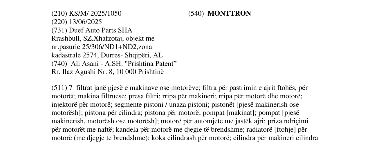 Zëri i markës MONTTRON në buletin