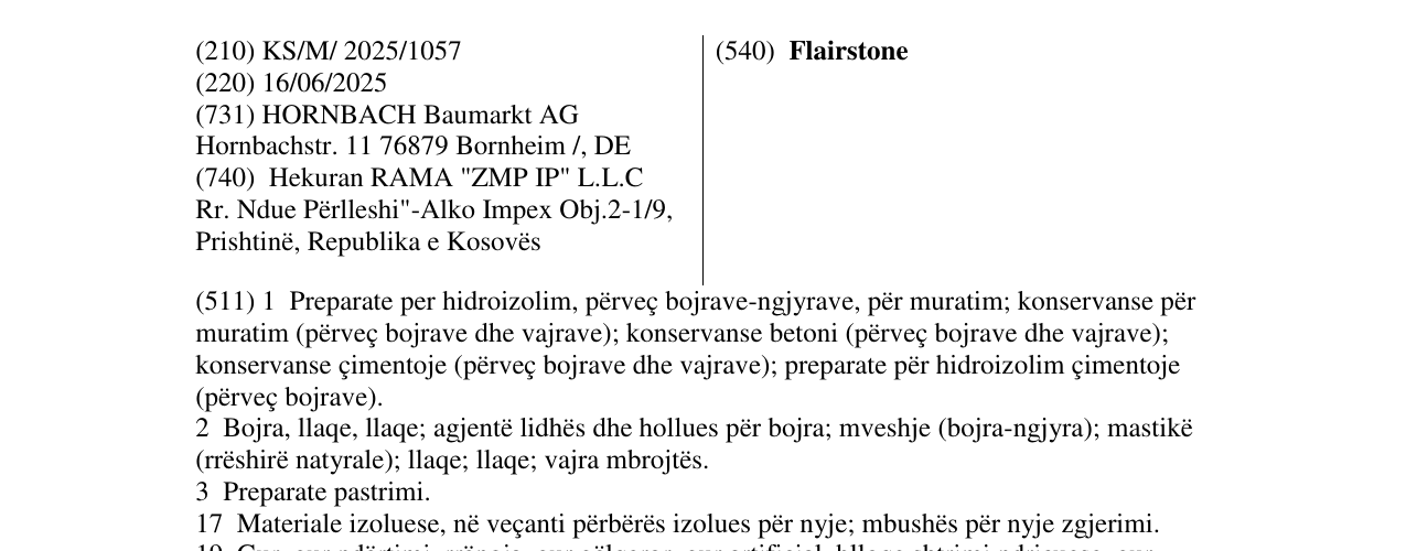 Zëri i markës Flairstone në buletin