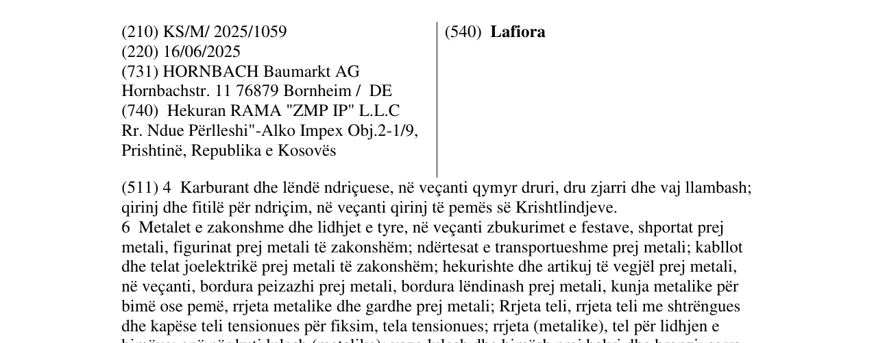 Zëri i markës Lafiora në buletin