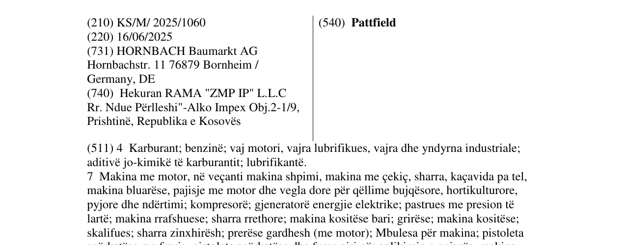 Zëri i markës Pattfield në buletin