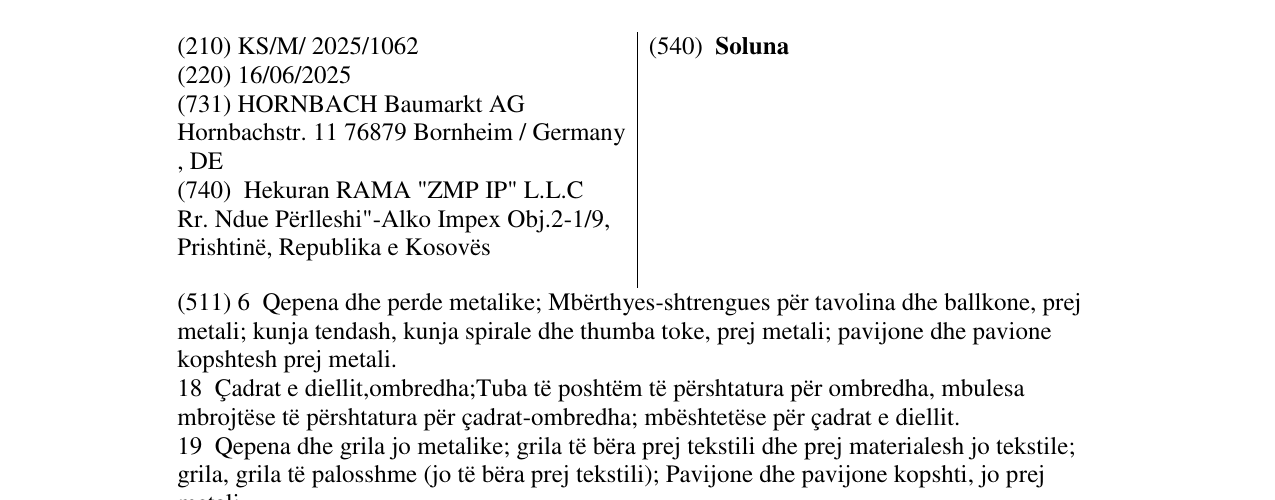 Zëri i markës Soluna në buletin