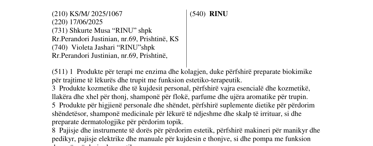 Zëri i markës RINU në buletin