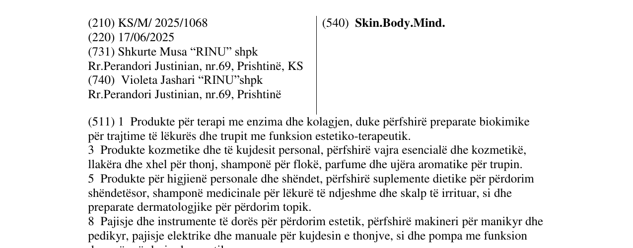 Zëri i markës Skin.Body.Mind. në buletin