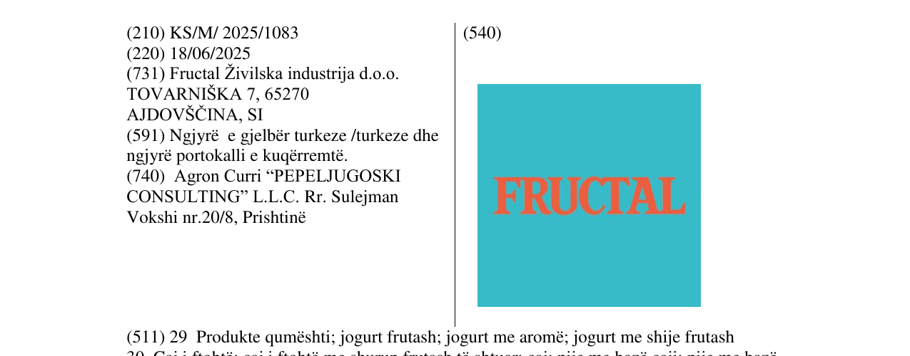Zëri i markës FRUCTAL në buletin