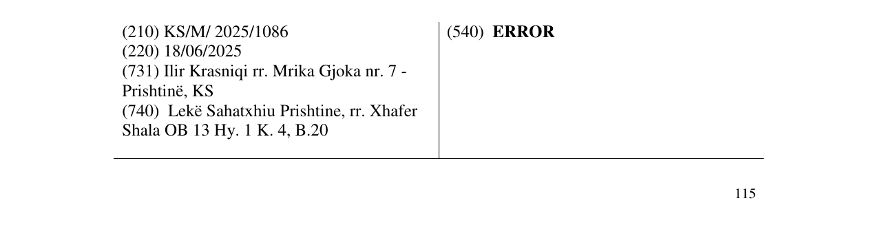 Zëri i markës ERROR në buletin