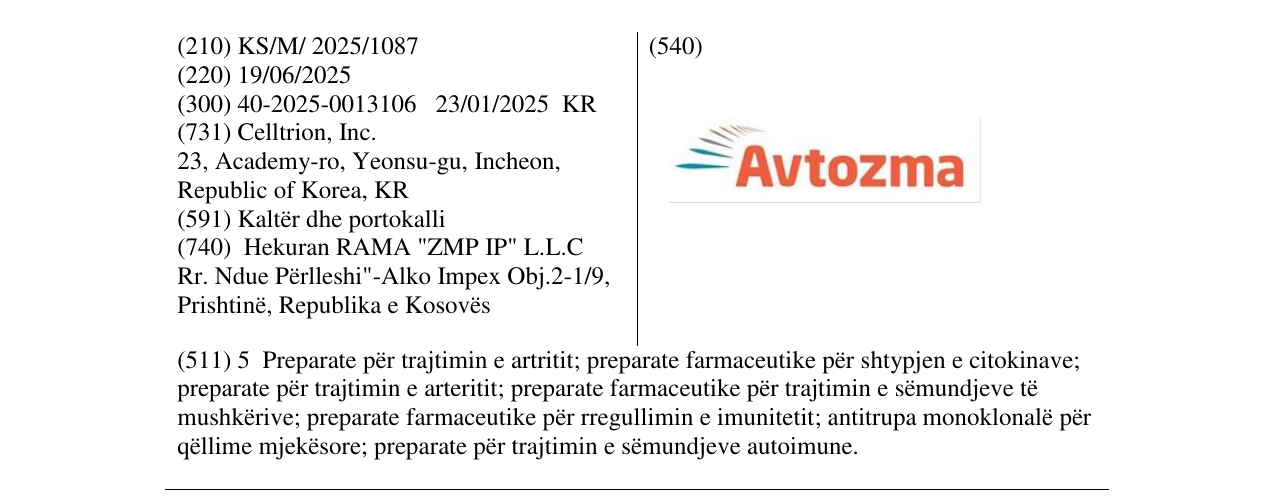 Zëri i markës AVTOZMA në buletin