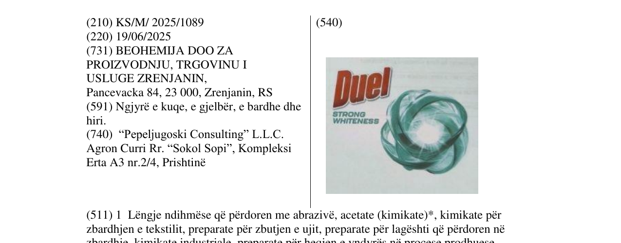 Zëri i markës Duel në buletin