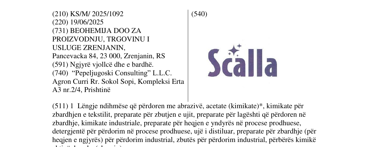 Zëri i markës Scalla në buletin