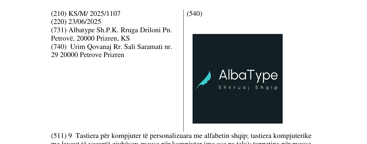 Zëri i markës Alba Type në buletin