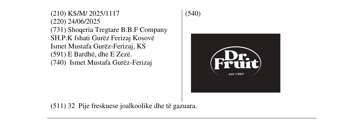Zëri i markës Dr. Fruit në buletin
