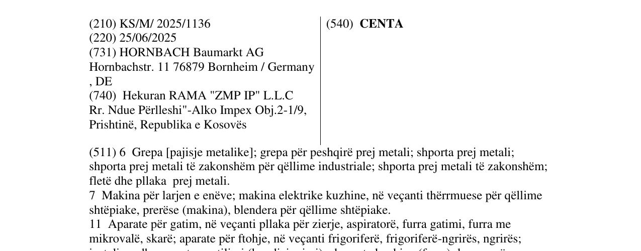 Zëri i markës CENTA në buletin