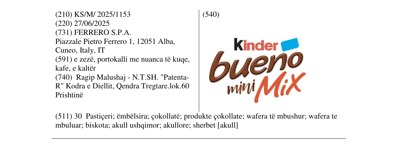 Zëri i markës Kinder bueno miniMIx në buletin