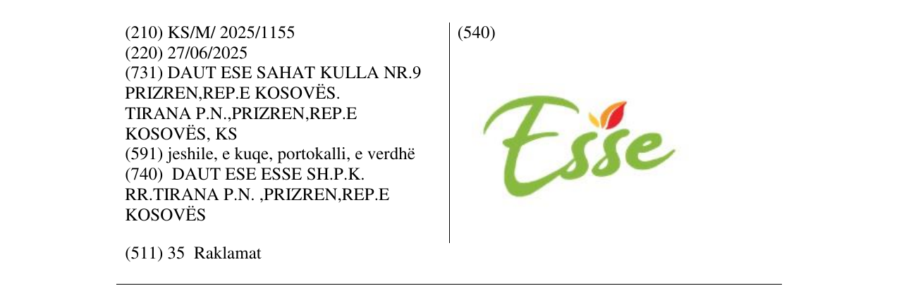 Zëri i markës Esse në buletin