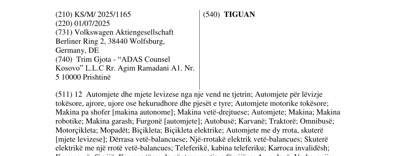 Zëri i markës TIGUAN në buletin