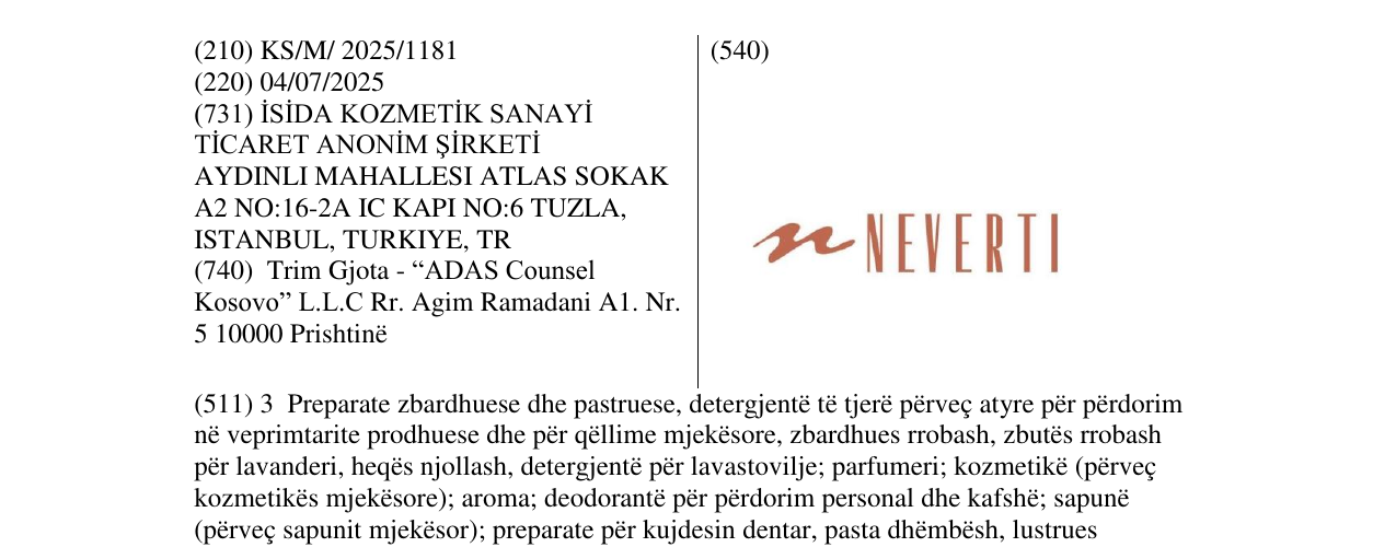 Zëri i markës NEVERTI në buletin